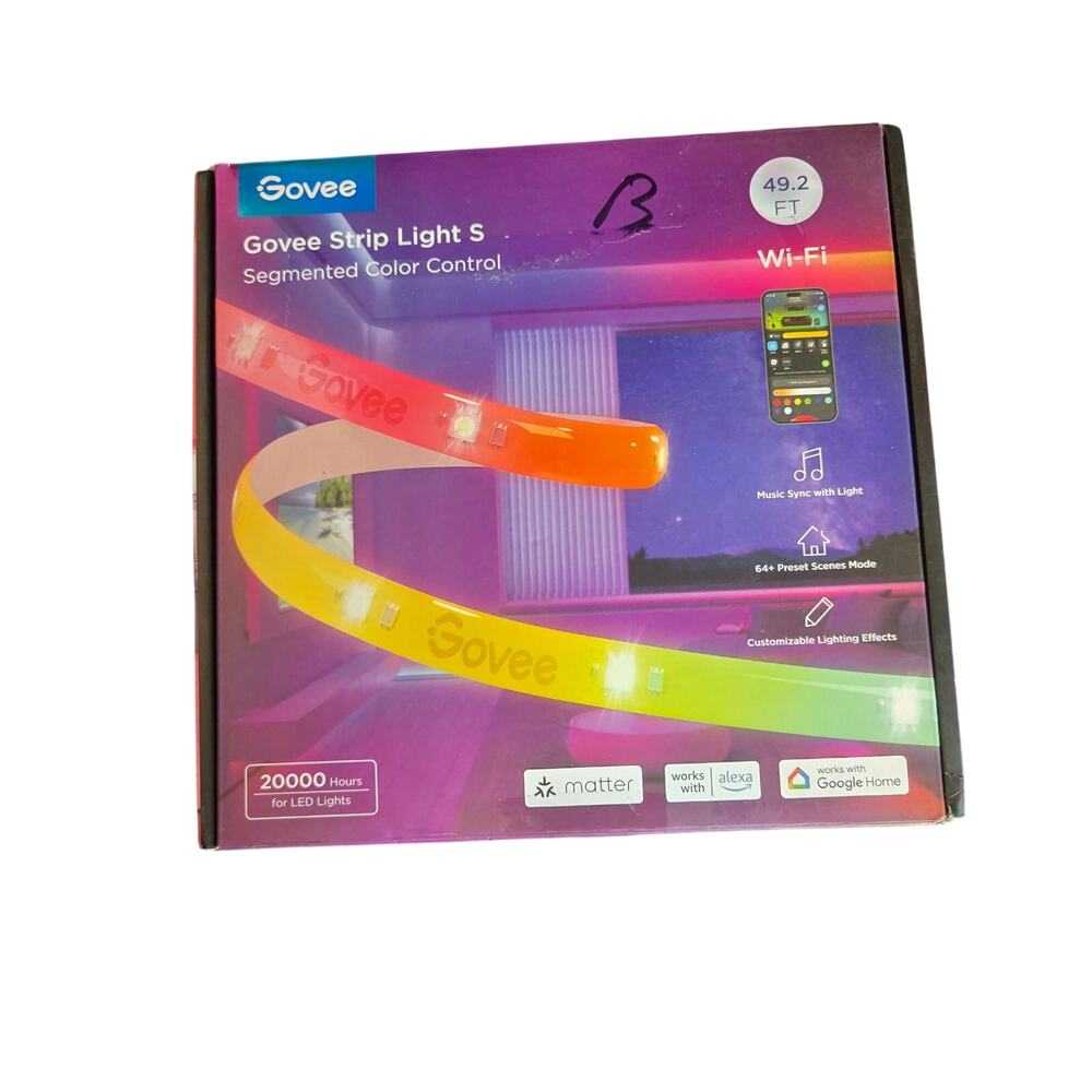 Govee Strip Light S Smart LED 49.2 FT Segmented Color Control Matter WiFi Alexa